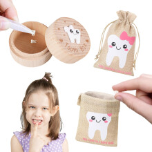 SIWOKJJO Tooth Fairy Keepsake, Girl's Tooth Storage Box, Cute Wooden Lost Teeth Holder