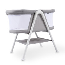 Kiddies Kingdom Aya Easy Dream Portable Baby Crib, with Mesh Sides, Lightweight Design for Newborns and Toddlers (White/Stone Grey)