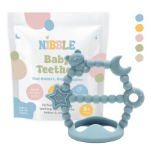 Baby Teether, Silicone Teething Glove, Teething Mitten, BPA Free Teether for Boys and Girls, 3-12 Months, Relief Chew Toy, Babyshower Gift (Blue)