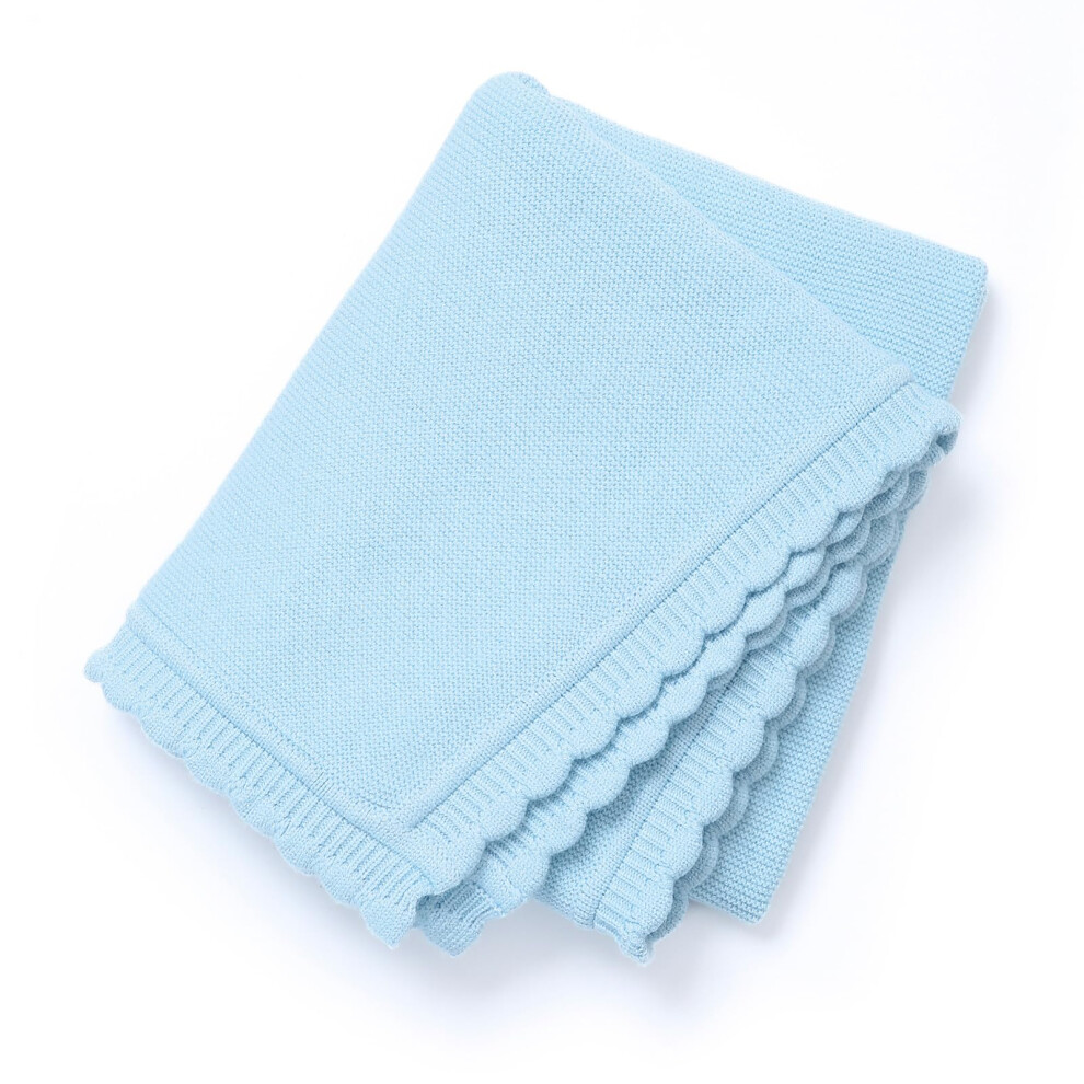 Luxury Baby Blanket Ultra Soft Knitted Warm Newborn Swaddle Blanket Cuddly Cosy For Pram Cot Boy Girl 100X80cm Blue Loyfoky