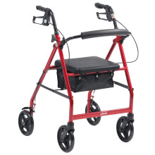 Drive Devilbiss R8 Red Aluminium Rollator with Padded Seat and Vinyl Underseat Bag