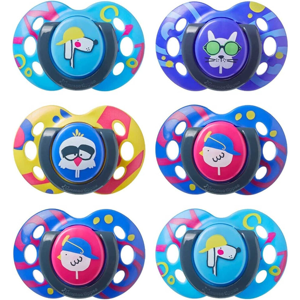 Photos - Bottle Teat / Pacifier Tommee Tippee Fun Style Soothers, 6-18m, 6 Pack, Symmetrical Orthodontic Design, BPA-Free Silicone, Colours May Vary 