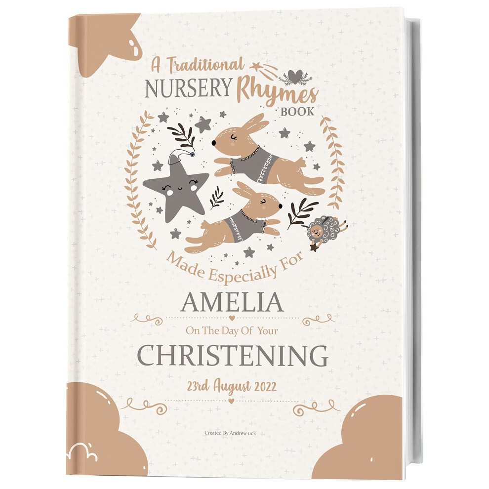 Personalised Christening Keepsake Gift Book Of Classic Nursery Rhymes To Treasure Forever. Especially Made For A Christening Day Occasion My Magic Name