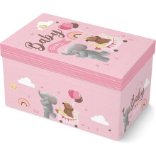 Baby Pink Keepsake Box with Lid Ideal for Birthdays Christmas Christening and Baby Shower- Baby Girl Gift Basket 34 x 23 x 14 cm