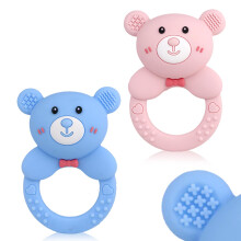 ABirdon Baby Teething Toys, 2PCS Silicone Chew Toys with Easy-Hold Handle & Bell, BPA-Free Sensory Infant Toy for Sore Gums, Age 0-3 Years