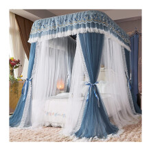 Mosquito Net Bed Canopy with Elegant Lace Design, ThreeDoor Full Enclosure for Double Bed 150x200x210cm