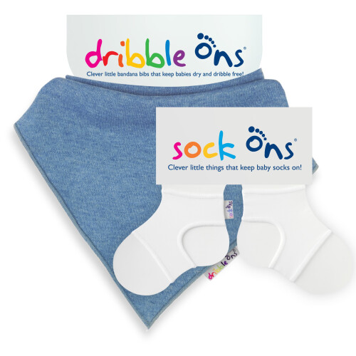 Sock Ons & Dribble Ons Bundle - Denim Dribble On with 6-12m Sockon