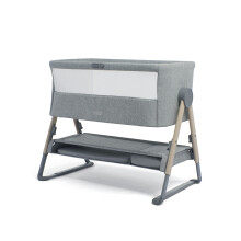 Mamas & Papas Lua Bedside Crib, Removable Bassinet, Drop-down Sides, includes Mattress, 0-6 Months, Grey
