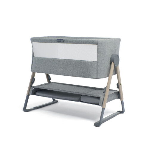 Mamas & Papas Mamas & Papas Lua Bedside Crib, Removable Bassinet, Drop-down Sides, includes Mattress, 0-6 Months, Grey