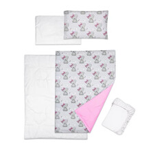 5 Piece Baby Bedding Duvet Pillow with Covers & Jersey Sheet fits 130x80cm Cot Bed (It's a Girl)