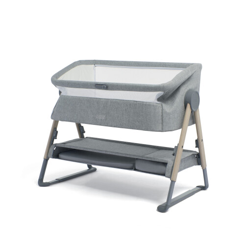 Mamas & Papas Mamas & Papas Lua Bedside Crib, Removable Bassinet, Drop-down Sides, includes Mattress, 0-6 Months, Grey 1