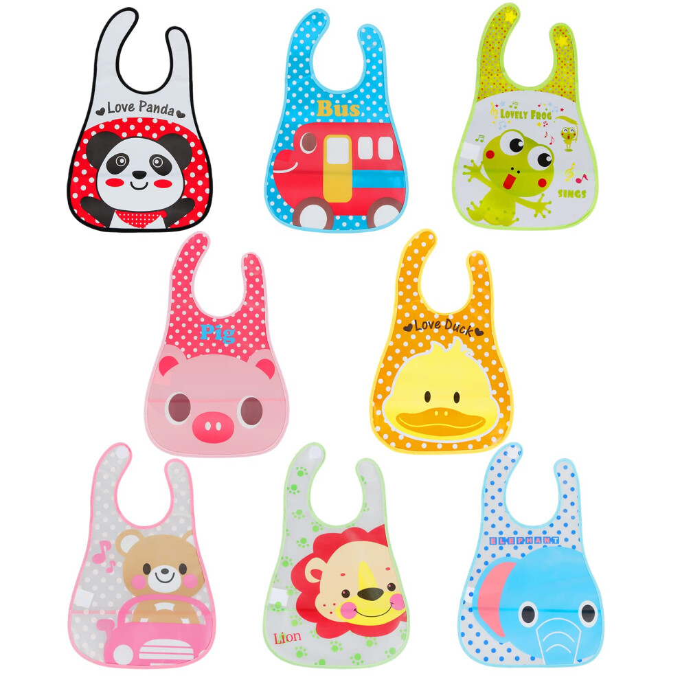Lictin Unisex Baby Bib Set Of 8 Waterproof Eva Baby Bandana Drool Bib Aprons For Infant Toddler 6 Months To 6 Years Old (8Pcs M)