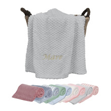 Hoolaroo Personalised Baby Blanket Embroidered Soft Breathable New Baby Gifts Baby Blanket Newborn Gift Fleece Warm Present Silver with Blue Name Boy