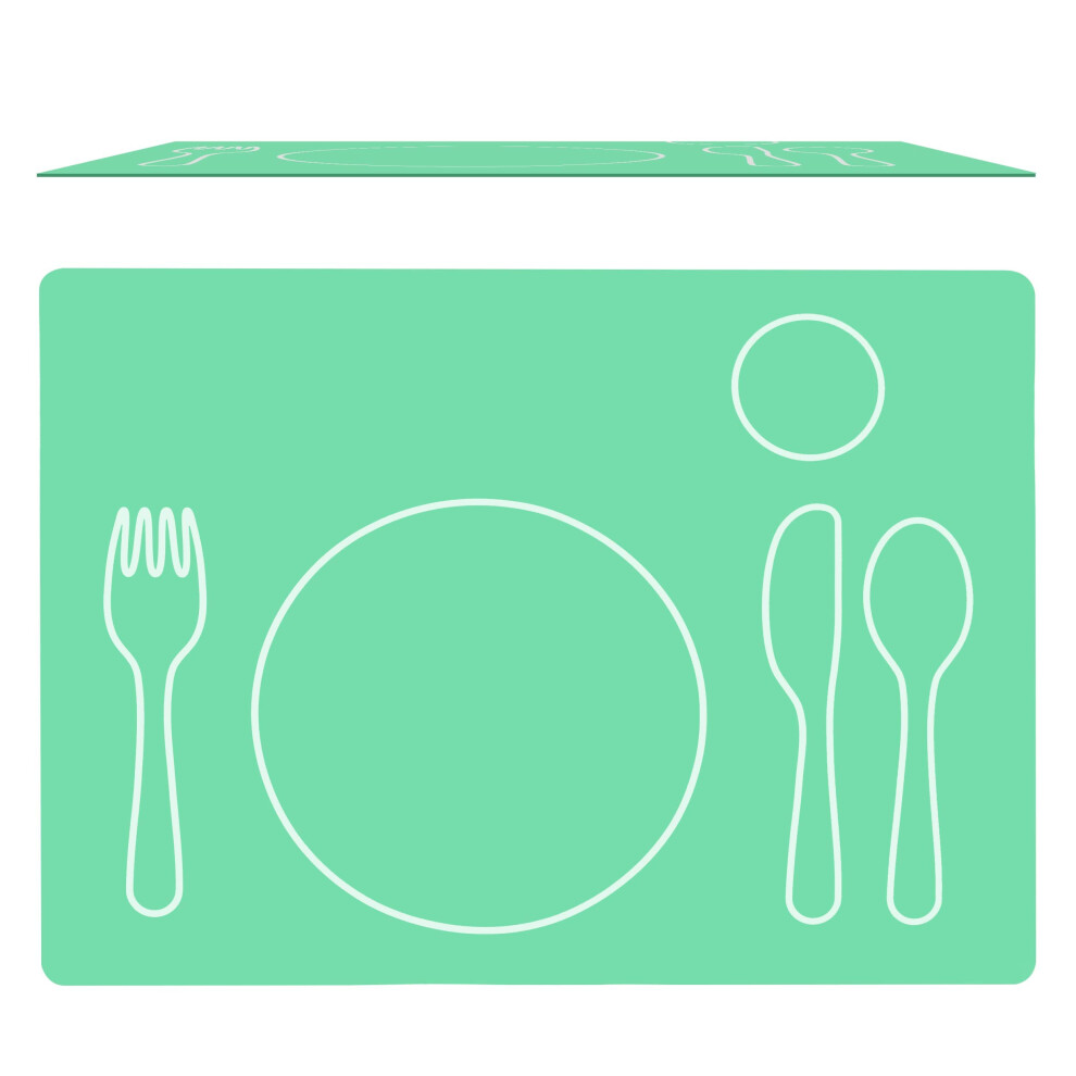 Kids House Montessori Toddler Silicone Dining Mat, Non-Slip, Easy-To-Clean, Placemat For Setting The Table, Montessori Practical Life, Green