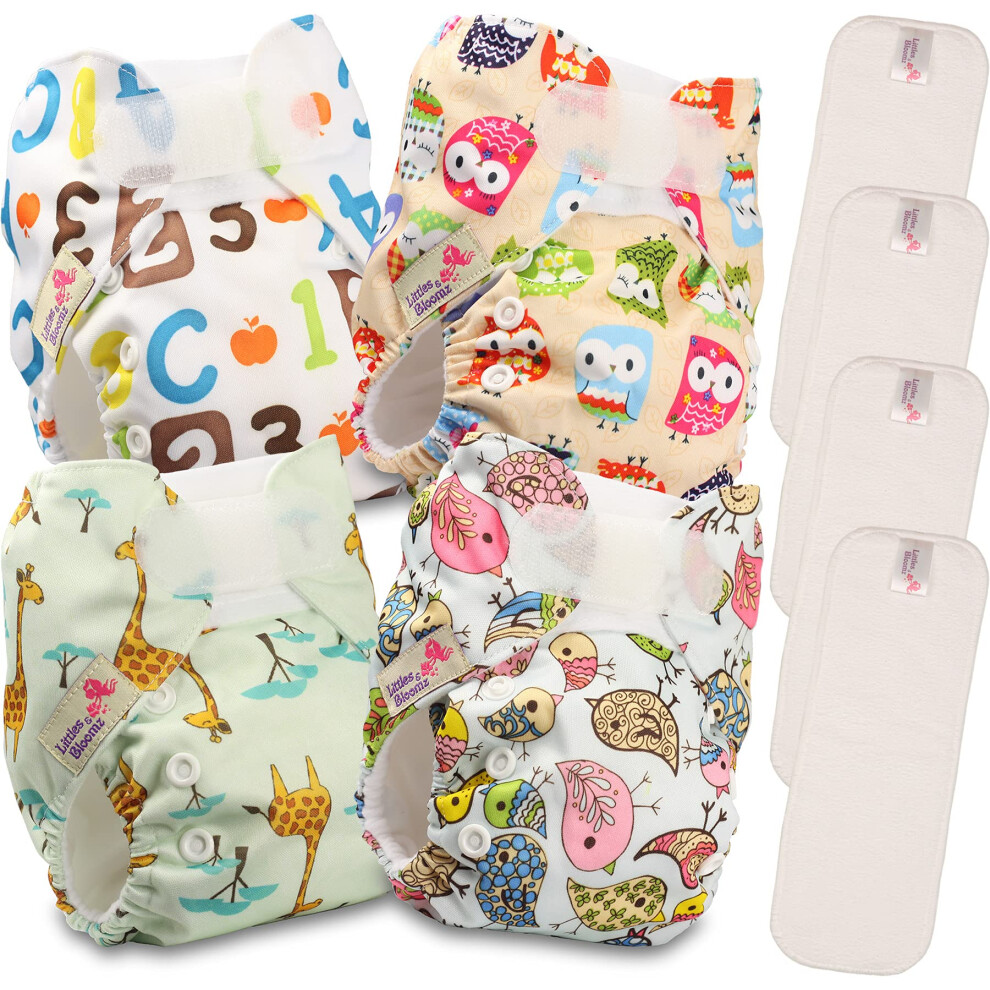 Pocket Reusable Nappies Newborn And Premature, 4 Microfibre Inserts, Nb-402Mf4 Littles & Bloomz
