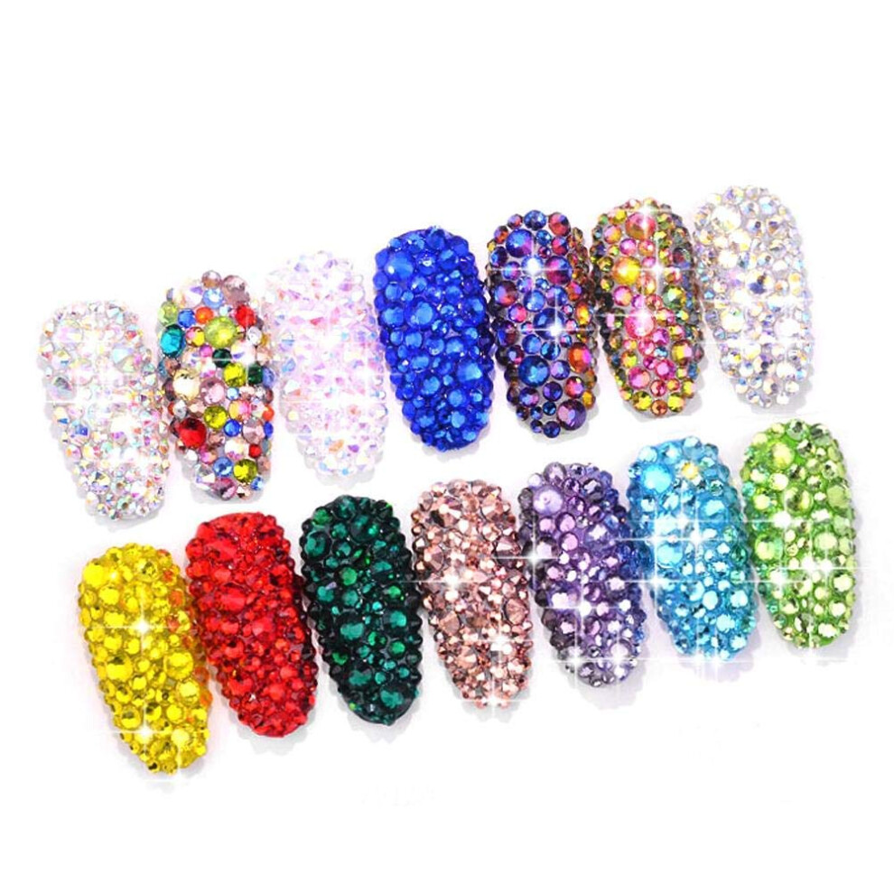Mixed Size Nail Art Rhinestones MultiSize 3D Flatback AB Crystal Decorations for Nails