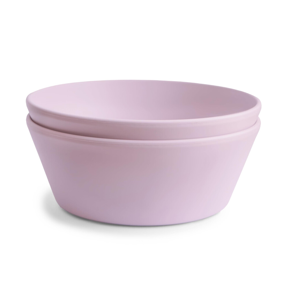 Dinnerware Bowls For Kids | Tableware Set Of 2 Reusable Bpa Free Bowls | Dishwasher & Microwave Safe | Made In Denmark | Round (Soft ) Lilac Mushie