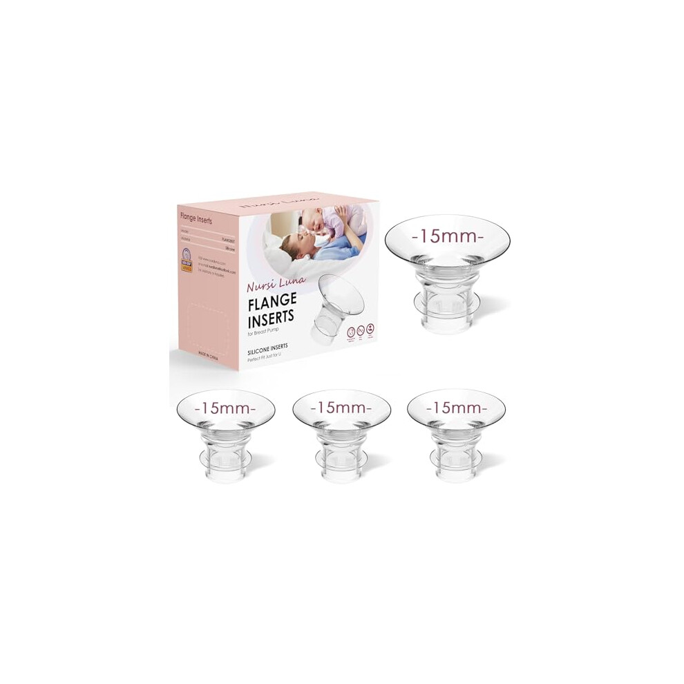 Flange Inserts 4Pcs 15Mm For 24Mm Flange/Shield, Flange Sizing Kit Silicone Flange Insert, Breastfeeding Essentials Kit For New Moms Nursi Luna
