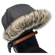 Pram Furs Hood Trim Faux Fur Pushchair Universal fit (Wolf)
