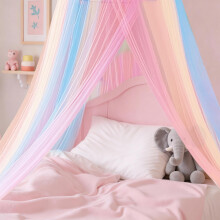 Huiguli Rainbow Bed Canopy, Round Dome Girls Bedroom Accessories, Princess Bed Curtains and Mosquito Nets, Dreamy Bed Canopy for Girls