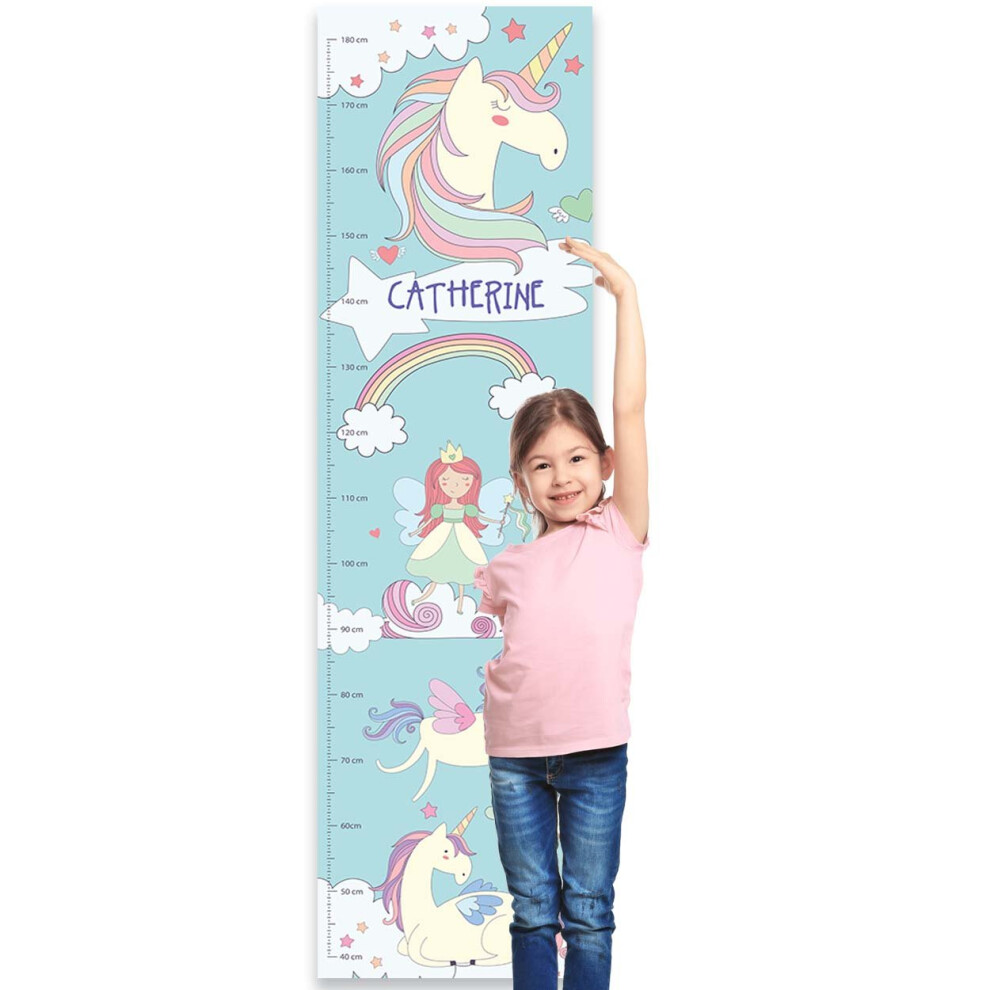 Personalised Childrens Height Chart For Kids Nursery Wall, Or Bedroom - Unicorn Dreams Paper Themes