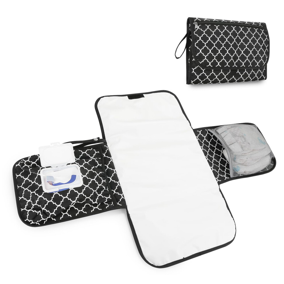 Portable Nappy Changing Mat,Foldable Travel Changing Mats With Storage Pockets For Toddlers Infants & Newborns Home Outside (Black) Black Xiantian