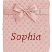 Baby Boy Girl Personalised Blanket Embroidered Name Bobble Star (Rose Gold Bobble)