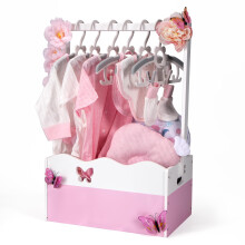 GiftAmaz Pink Wooden Baby Shower Crate, Baby Storage Crate with Handle Basket, Welcome Box for Newborn Girls, Pregnancy Gift for New Parents