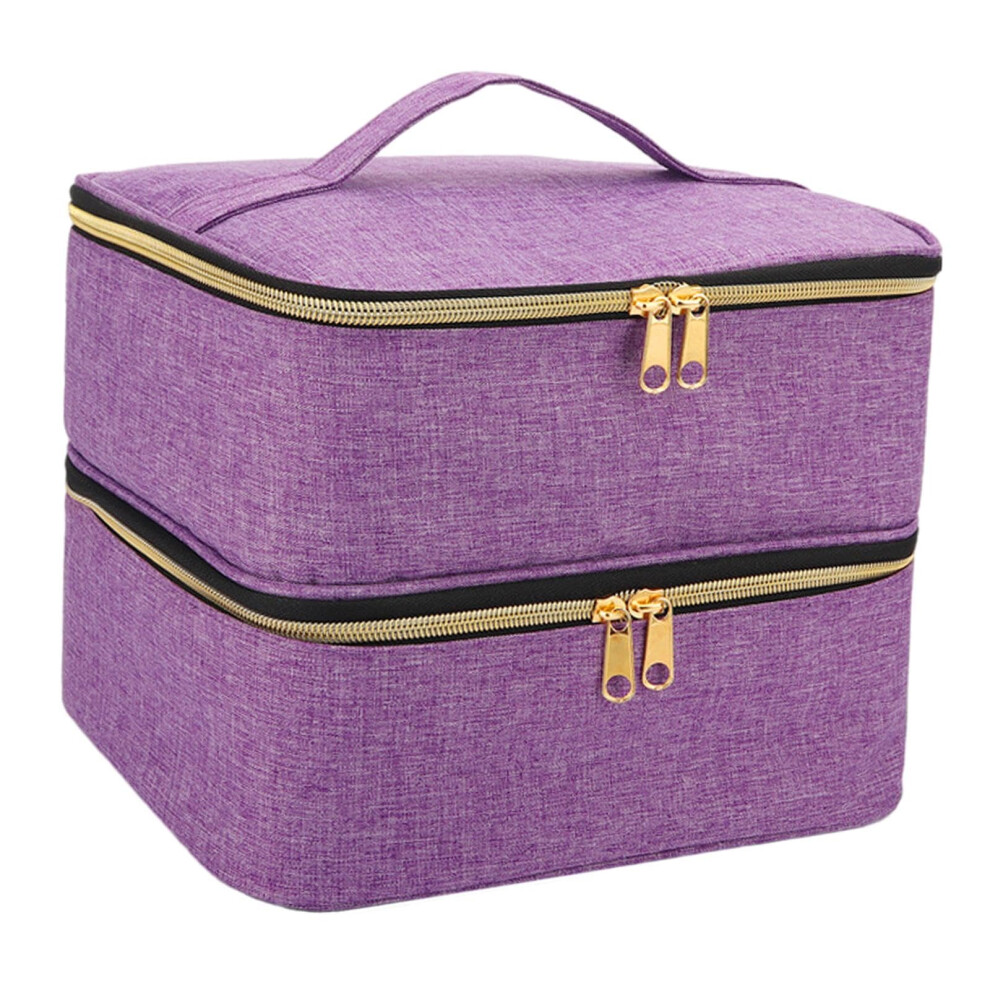Nail Polish Organizer Double Layer Storage Case Holds 30 Bottles with Dividers and Lamp Compartment