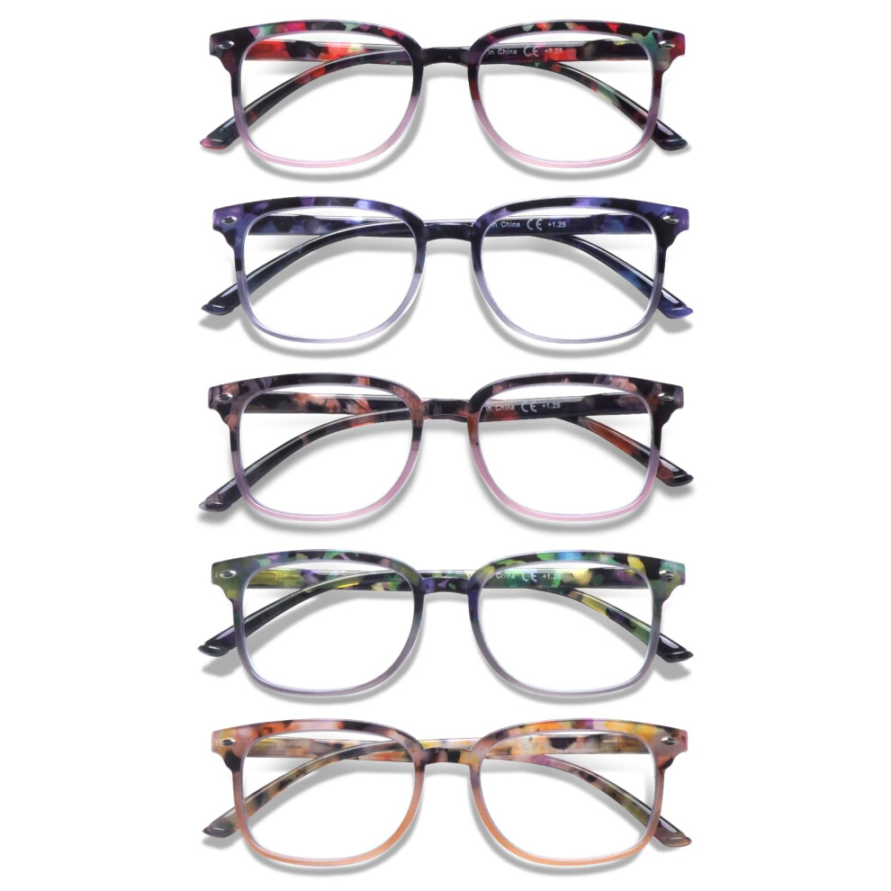 Photos - Glasses & Contact Lenses ZONLON 5 Pack Reading Glasses for Women - Anti Blue Light Blocking with Spring Hinges(5 Multicolor C2, 1.50, multiplierx)