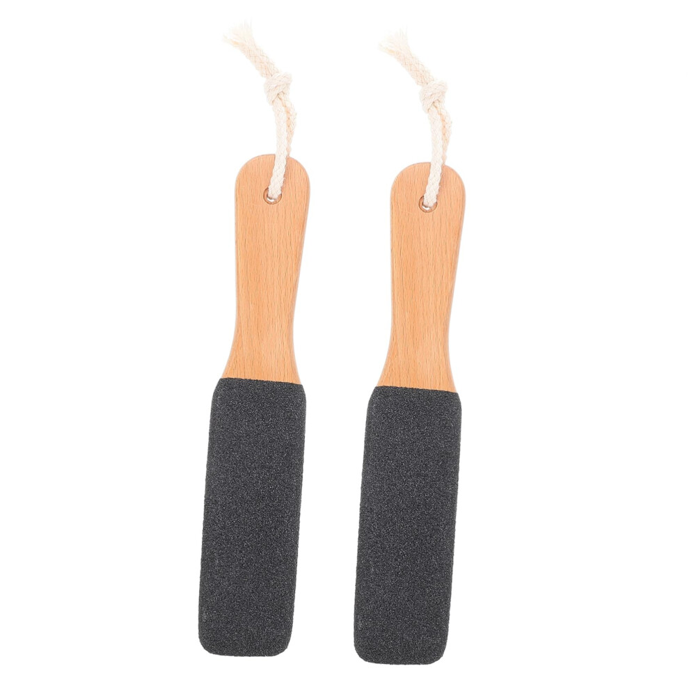 2pcs DoubleSided Foot File Pedicure Tool with Ergonomic Wooden Handle for Callus and Dead Skin Removal