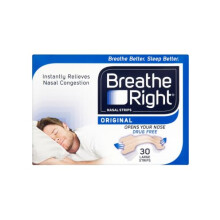 Breathe Right Nasal Strips, Stop Snoring Aids for Men & Women, Large Anti Snore Strips, Original Tan, 30 Strips