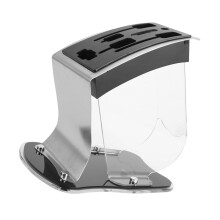 Stainless Steel Knife Holder with Acrylic Slots, Tilt Design Kitchen Rack, AntiSlip Base