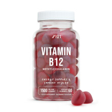 Vitamin B12 Gummies 1,500mcg (per Gummy) - High Strength Methylcobalamin Supplement - Raspberry Flavour - 60 Vegan Gummies by Alpha01