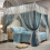 Pink Queen Bed Canopy with Elegant Ruffle Curtains, Double Layer Netting and ThreeDoor Access 3