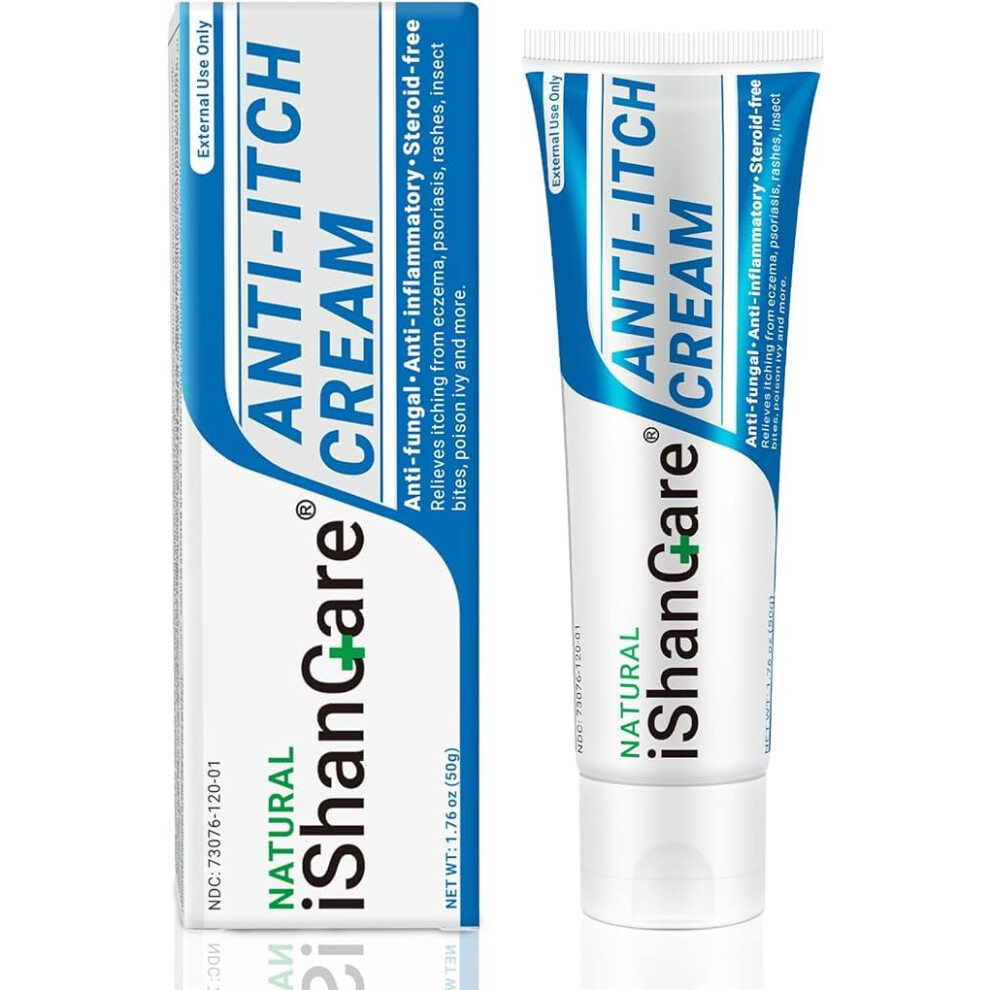 Ishancare Anti Itch Maximum Strength Instant Itch Relief For Rash, Eczema, Bug/Mosquito Bites, Psoriasis, Poison Ivy, Dermatitis, Soothing Mo Cream