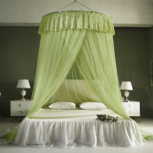 Mosquito Net Bed Canopy with Lace Dome for Girls Bedroom, MosquitoProof Mesh, Green