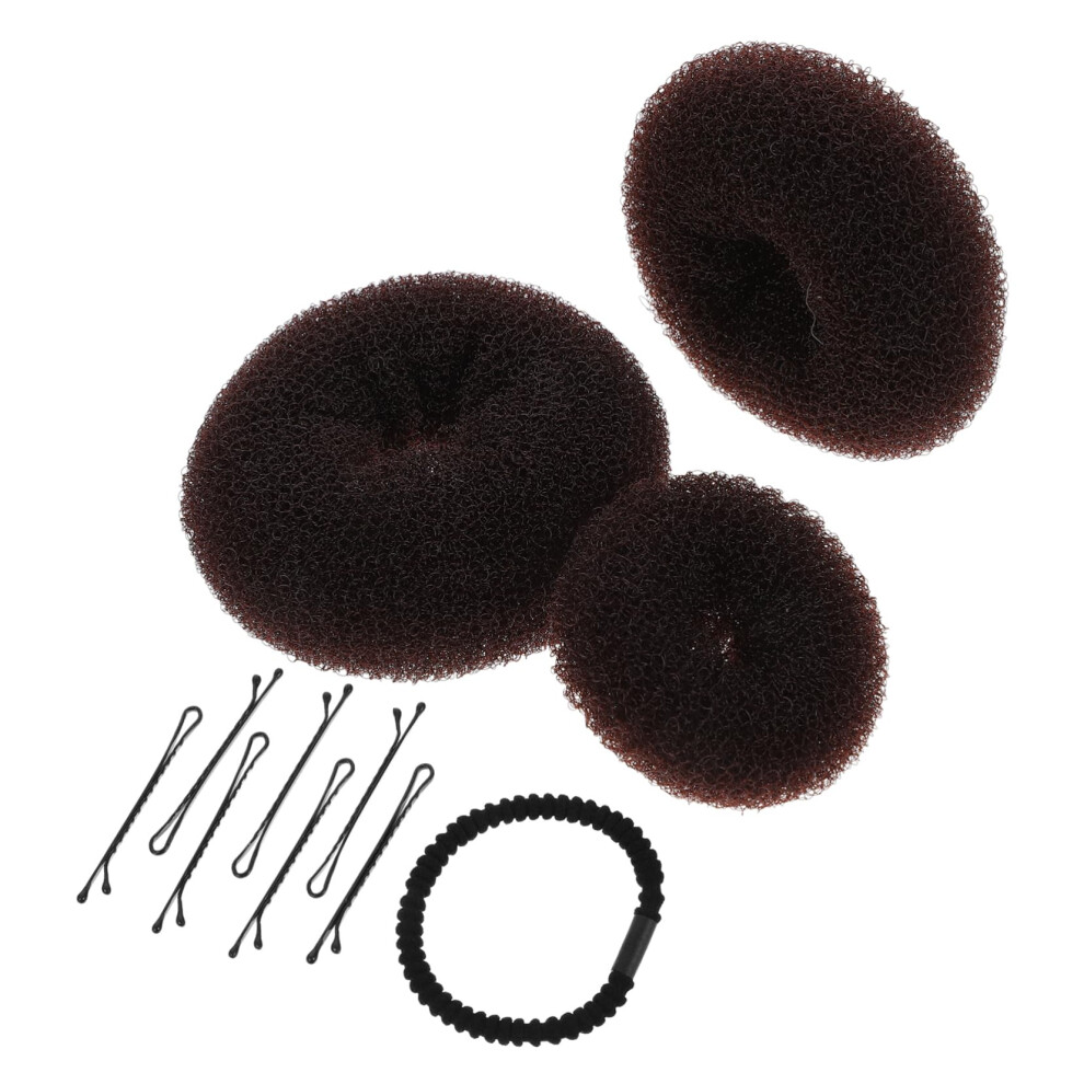 Brown Hair Bun Maker Donut Tool for Fast Styling and Secure Hold Medium to Long Hair