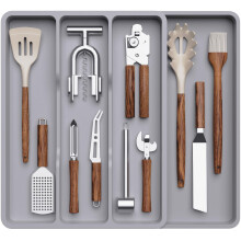 Lifewit Utensil Drawer Organiser, Expandable Cutlery Tray for Kitchen, Adjustable Cooking Silverware Flatware Holder, Plastic Kitchen Spatula Tools a