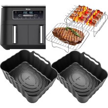 Premium Ninja AF300UK Accessories | 2 Silicone Liners & 2 x 304 Stainless Steel Racks + 4 Skewers | Non-Stick, Dishwasher Safe | 8PCS AF300UK Accesso