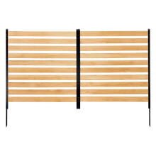 Clôture de Confidentialité en Bois-Duoku-Êcran pour Climatiseur à 2 Panneaux-1100 x 982 mm-avec Piquets Métalliques