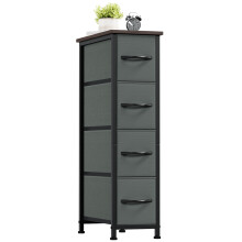 Somdot Slim Chest of Drawers with 4 Fabric Drawers, Narrow Dresser Storage Organiser for Bedroom Living Room Bathroom Closet Nursery Entryway Hallway
