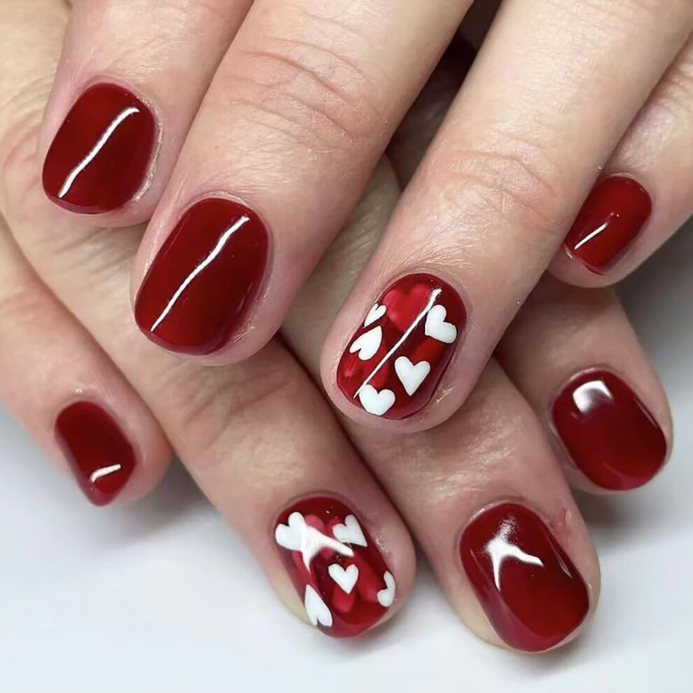 Press On Nails 24pcs Full Cover Acrylic Tips for Valentine's Day Instant Manicure