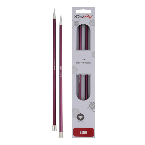 KnitPro Zing Single Pointed Needles 10" (25cm) | 6.00mm