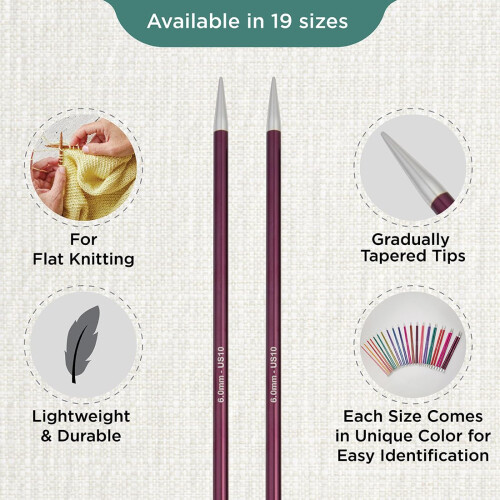 KnitPro Zing Single Pointed Needles 10" (25cm) | 6.00mm 2