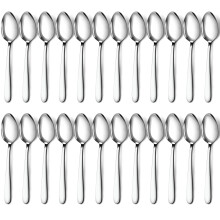 Pleafind 24-Piece Dinner Spoons Set - 8 Inch Stainless Steel Silverware, Silver, for Home, Kitchen, Restaurant - Dishwasher Safe, Mirror Polished