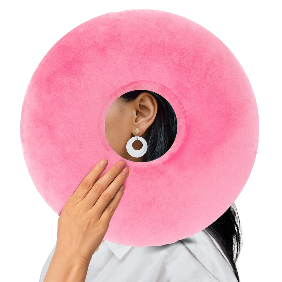 Easystar Ear Piercing Pillow With Removable Pillowcase, Adjustable Padding Side Sleeper Pillow, Donut Shaped 29 By 29 Cm, Protect Your Ears And Provi