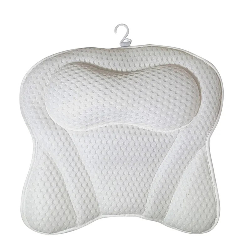 White Ergonomic Bath Pillow With Suction Cups For Neck And Shoulder Support Luxury Spa Cushion For Bathtub