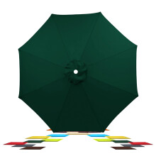 Patio Umbrella Canopy Replacement 8 Rib 250cm Dark Green UV Protection Outdoor Cover