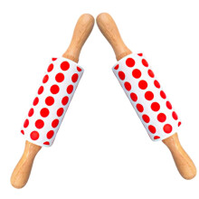 2pcs Nonstick Silicone Rolling Pin with Smooth Wood Handle for Baking Dough Cookies and Dumplings